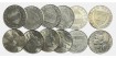AUSTRIA - K-2882L- 10 SCHILLING 1957 to 73. LOT 12 Pieces EBC/SC silver