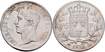 FRANCIA - K-728.- 5 FRANCOS 1828 L- MBC