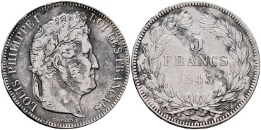 FRANCIA - K-749.- 5 FRANCOS 1843 W - MBC