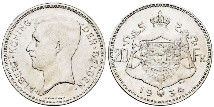 BELGICA - K-104 - 20 Francos 1934 Belgen EBC