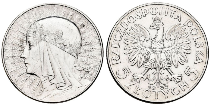 POLONIA - K-021 -5 Zlotych 1933 - SC