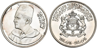 MARRUECOS - K-M01 - MEDALLA 1995 40 AÑOS RETORNO DE MOHAMMED V. PLATA PROOF. RARA