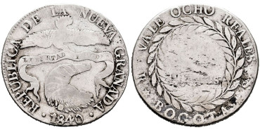 COLOMBIA - K-088 Republica de Nueva Granada 8 Reales 1840 RS