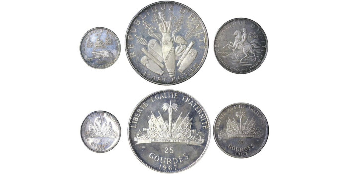 copy of HAITI - K-064-65-67 - 5, 10 Y 50 GOURDES 1970  PROOF