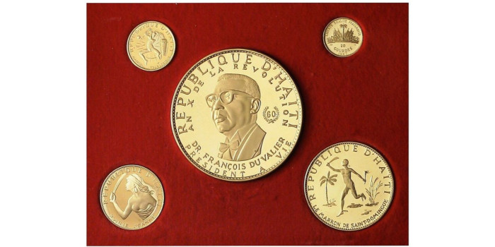 HAITI - K-064X - FULL SET ORO Y PLATA. 5 a 1000 GOURDES 1967  PROOF