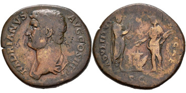 ADRIANO 117-138 d.C. Sestercio - MBC+. RARO