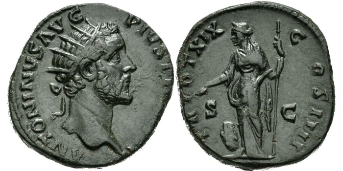 ANTONINO PIO 155-156 d.C. Dupondio - SC