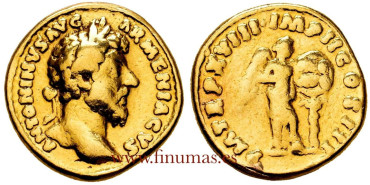 MARCO AURELIO Aureo  165 d.C. - Oro.