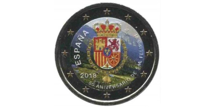 2 EUROS CONMEMORATIVOS ESPAÑA 2018 "ANIVERSARIO" COLOR