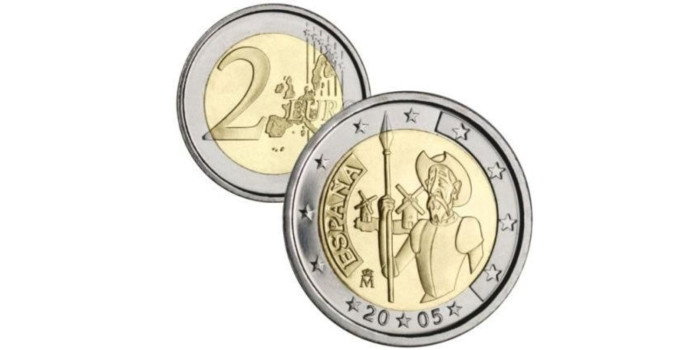 2 EUROS CONMEMORATIVOS ESPAÑA 2005 "QUIJOTE"