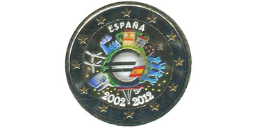 2 EUROS CONMEMORATIVOS ESPAÑA 2012 "X. ANIV." COLOR