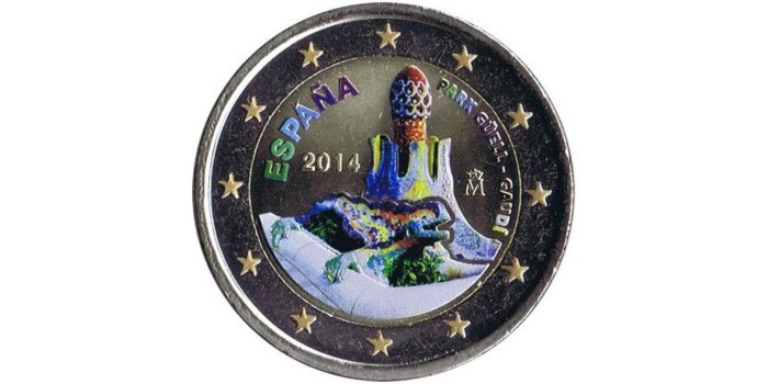2 EUROS CONMEMORATIVOS ESPAÑA 2014 "GAUDI" COLOR