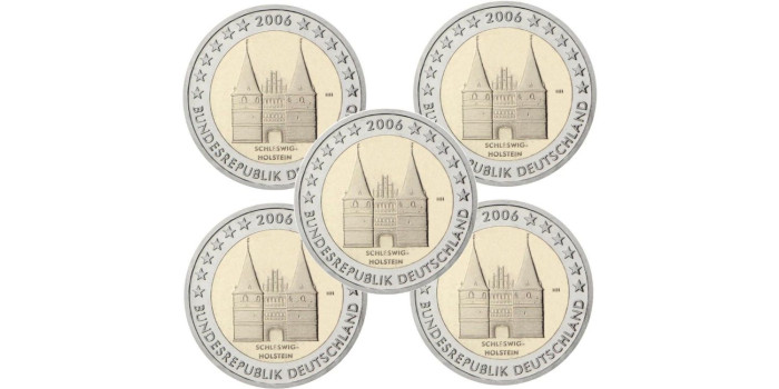 2 EUROS CONMEMORATIVOS ALEMANIA 2006 (JUEGO 5 CECAS)