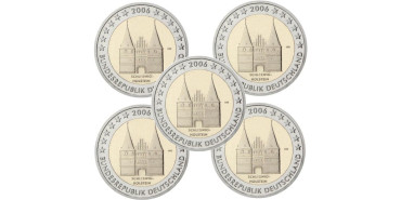 2 EUROS CONMEMORATIVOS ALEMANIA 2006 (JUEGO 5 CECAS)