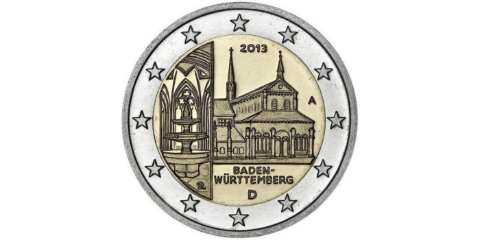 2 EUROS CONMEMORATIVOS ALEMANIA 2013 WURT.(JUEGO 5 CECAS)