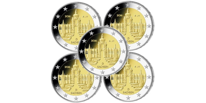 2 EUROS CONMEMORATIVOS ALEMANIA 2016 "SAJONIA" 5 cecas