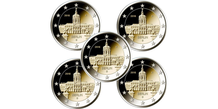 2 EUROS CONMEMORATIVOS ALEMANIA 2018 "PALACIO" (Juego de 5 cecas)