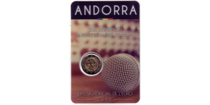 2 EUROS conmemorativo ANDORRA 2016 "Radio y Televisión"