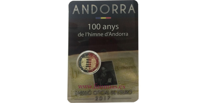 2 EUROS conmemorativo ANDORRA 2017 "himno"