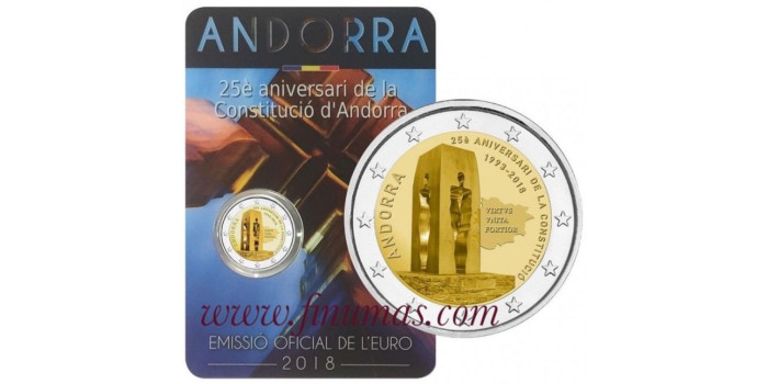 2 EUROS conmemorativo ANDORRA 2018 "Constitución"