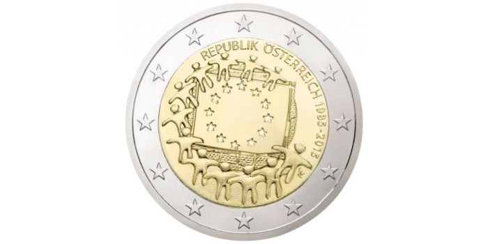 2 EUROS CONMEMORATIVOS AUSTRIA 2015 "BANDERA"