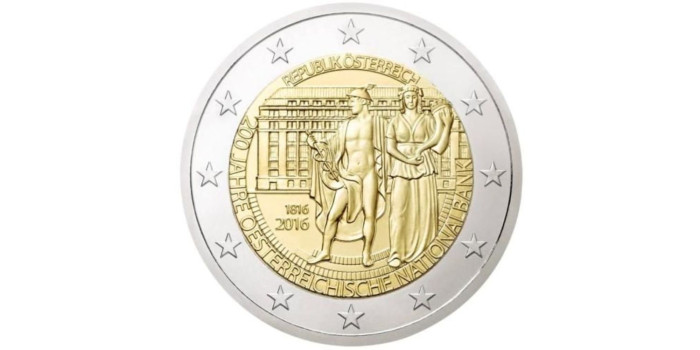 2 EUROS CONMEMORATIVOS AUSTRIA 2016 "BANCO NACIONAL"