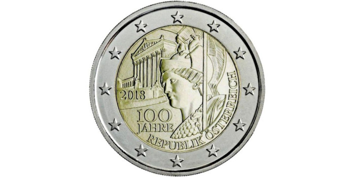 2 EUROS CONMEMORATIVOS AUSTRIA 2018 "REPUBLICA"