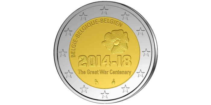 2 EUROS CONMEMORATIVOS BELGICA 2014