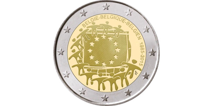 2 EUROS CONMEMORATIVOS BELGICA 2015 "BANDERA"