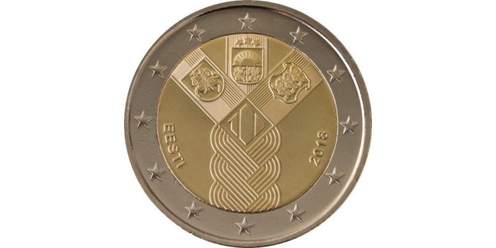 2 EUROS CONMEMORATIVOS ESTONIA 2018 "ESTADOS BALTICOS"
