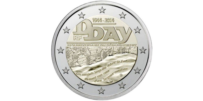 2 EUROS CONMEMORATIVOS FRANCIA 2014 "D-DAY"