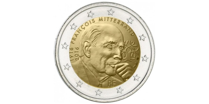 2 EUROS CONMEMORATIVOS FRANCIA 2016 "MITERRAND"