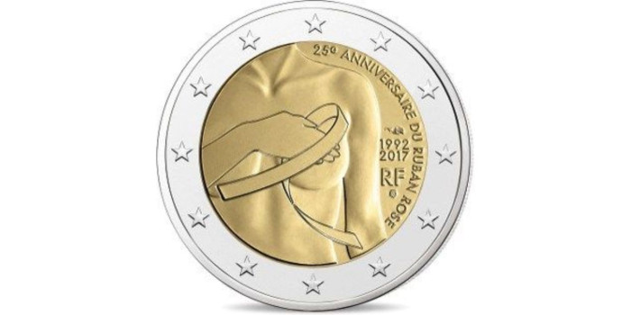 2 EUROS CONMEMORATIVOS FRANCIA 2017 "CANCER DE MAMA"
