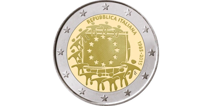 2 EUROS CONMEMORATIVOS ITALIA 2015 "BANDERA"