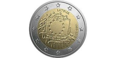 2 EUROS CONMEMORATIVOS LETONIA 2015 "BANDERA"