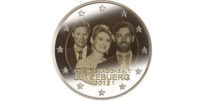 2 EUROS CONMEMORATIVOS LUXEMBURGO 2012 - BODA