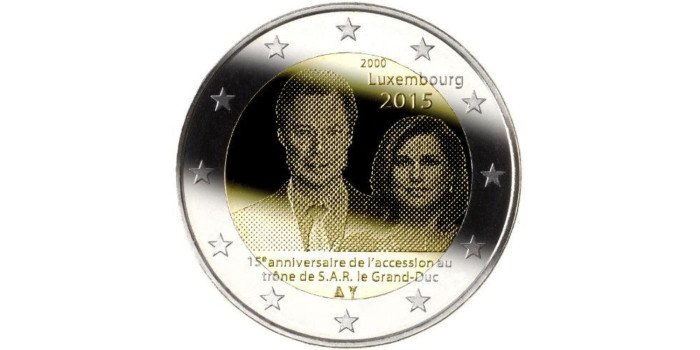 2 EUROS CONMEMORATIVOS LUXEMBURGO 2015 "Aniv. Trono"