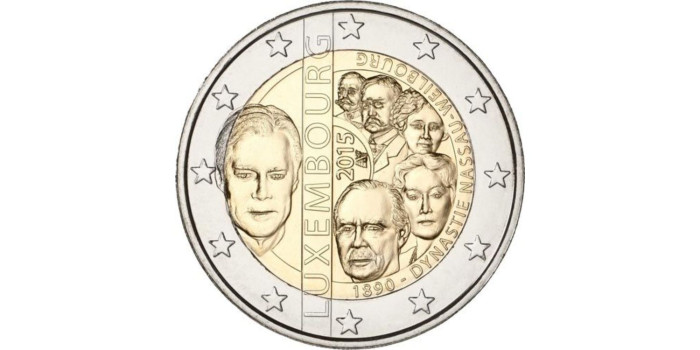 2 EUROS CONMEMORATIVOS LUXEMBURGO 2015 "NASSAU"