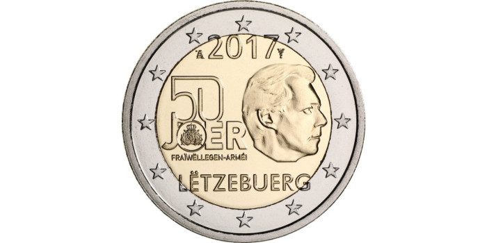 2 EUROS CONMEMORATIVOS LUXEMBURGO 2017 "Servicio Militar"