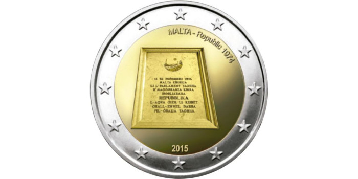 2 EUROS CONMEMORATIVOS MALTA 2015 "Republica"