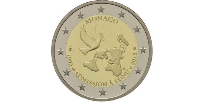 2 EUROS CONMEMORATIVOS MONACO 2013 "ONU"