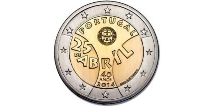 2 EUROS CONMEMORATIVOS PORTUGAL 2014- 25  DE ABRIL