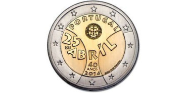 2 EUROS CONMEMORATIVOS PORTUGAL 2014- 25  DE ABRIL