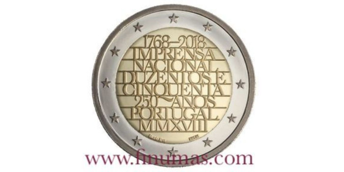 2 EUROS CONMEMORATIVOS PORTUGAL 2018 "IMPRENTA"