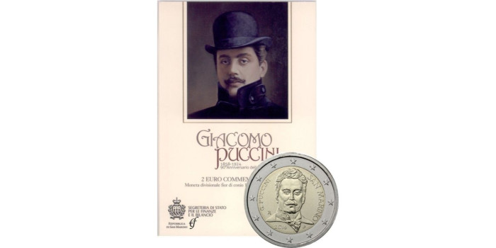 2 EUROS CONMEMORATIVOS SAN MARINO 2014 "Giacomo Puccini"
