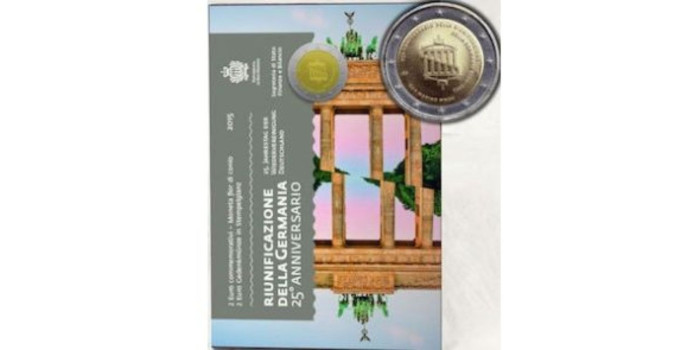 2 EUROS CONMEMORATIVOS SAN MARINO 2015 "Reunificación Alemana"