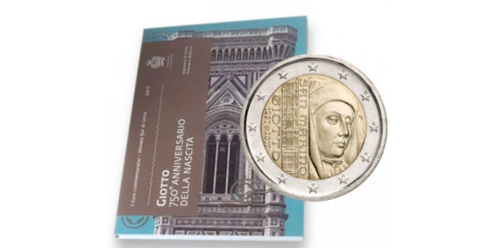 2 EUROS CONMEMORATIVOS SAN MARINO 2017 "GIOTTO"