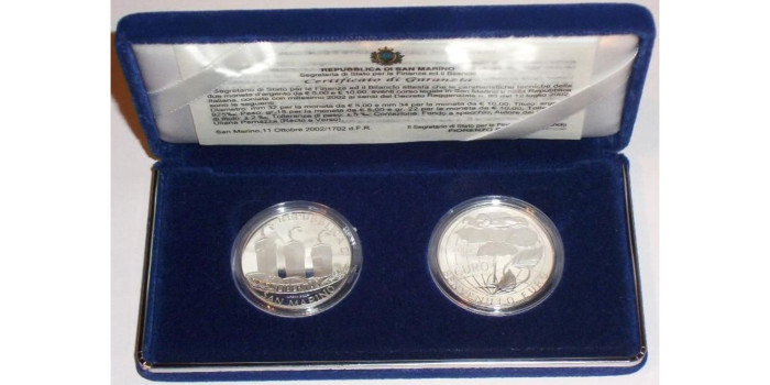 SET OFICIAL SAN MARINO 2002 5+10 EUROS