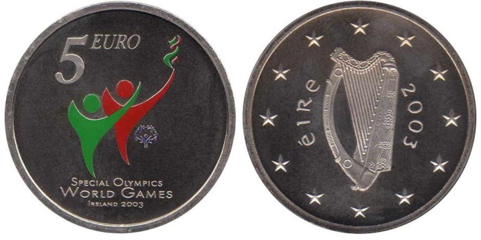 IRLANDA - K-040, 5 Euros 2003, cart BU