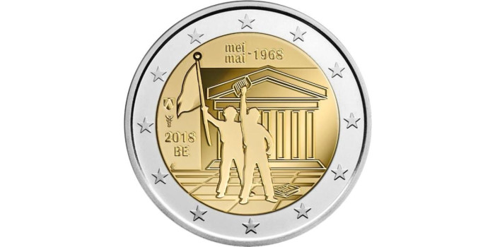 2 EUROS CONMEMORATIVOS BELGICA 2018 "MAYO `68"